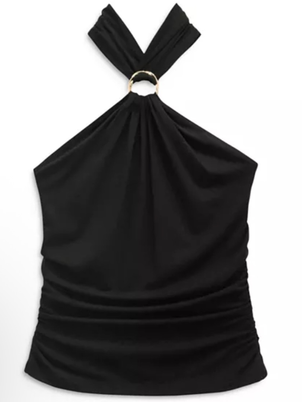 Jonathan Simkhai Black Top with Gold Ring Detail